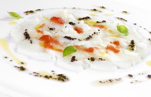 Recetas Bakailuak. Carpaccio de bacalao