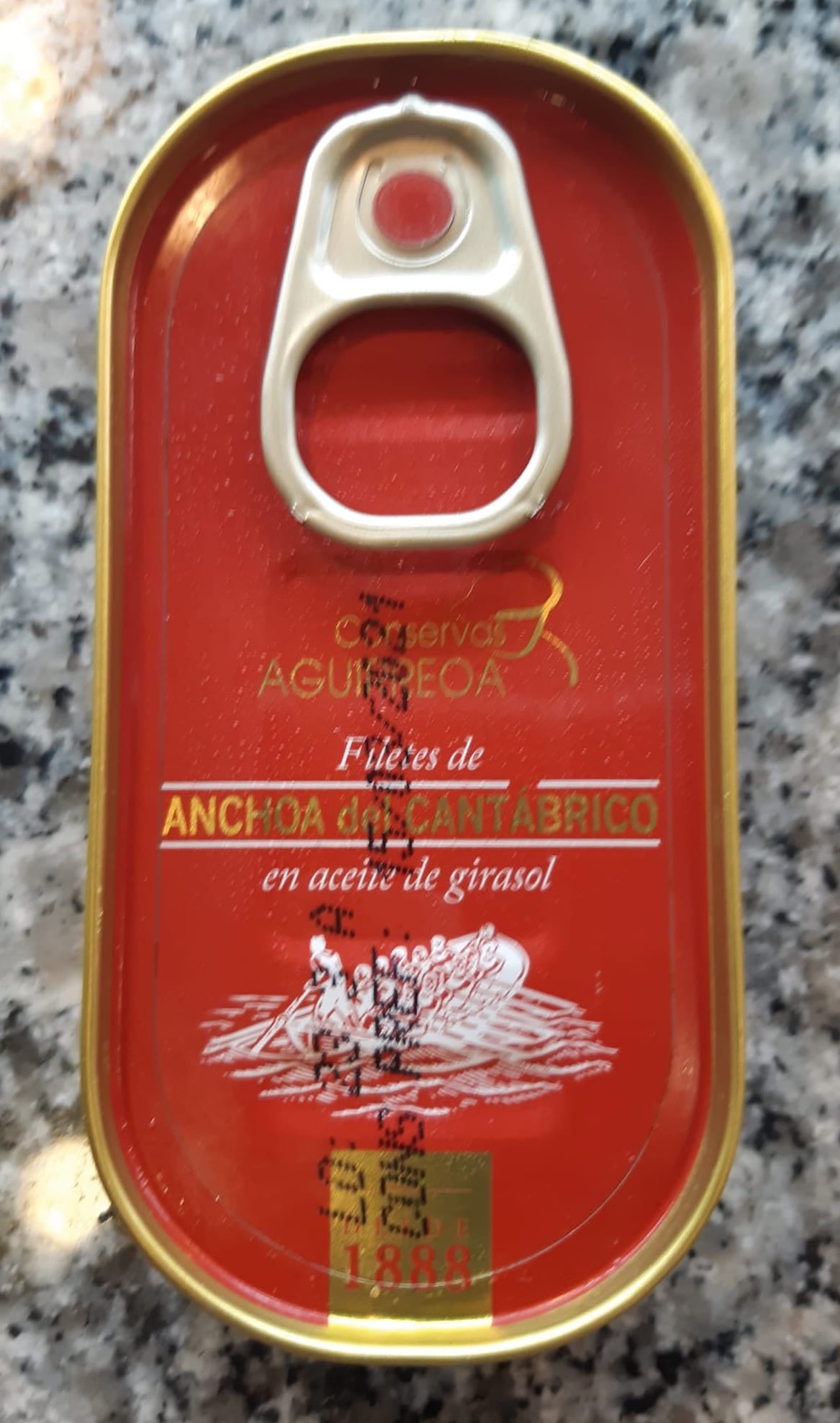 Anchoas Aguirreoa del Cantábrico en aceite de girasol. 6 ó 7 filetes